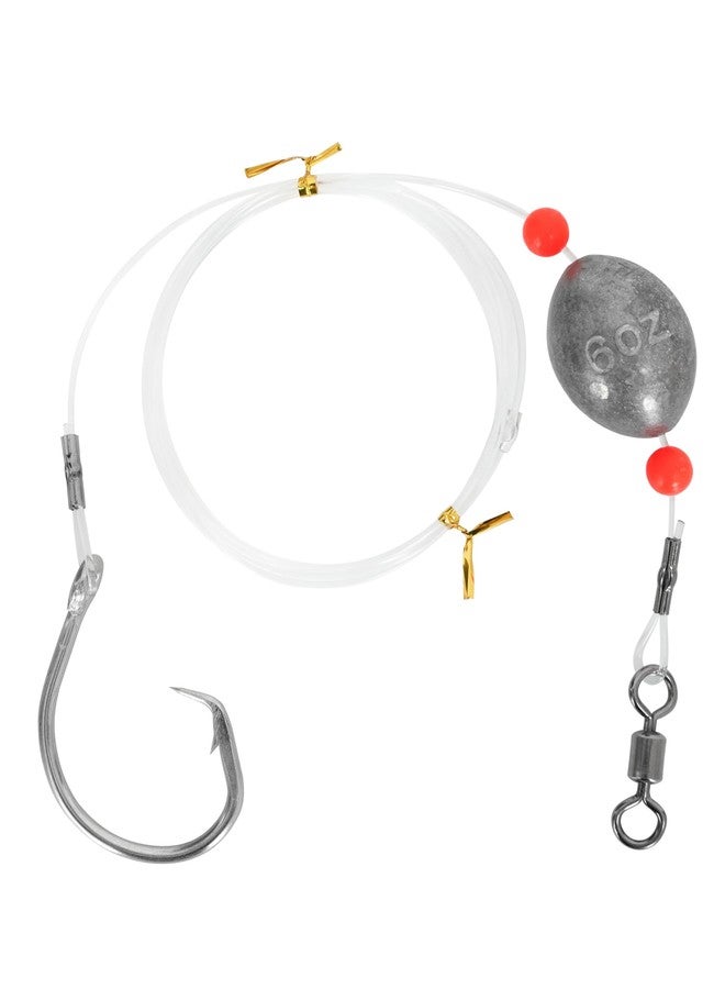 BLUEWING Fishing Grouper Rig Bottom Saltwater with 2oz Egg Sinker Weight, 50lbs Mono Line and 4/0 Stainless Steel Circle Hook for Offshore Big Game Fish - Image 1